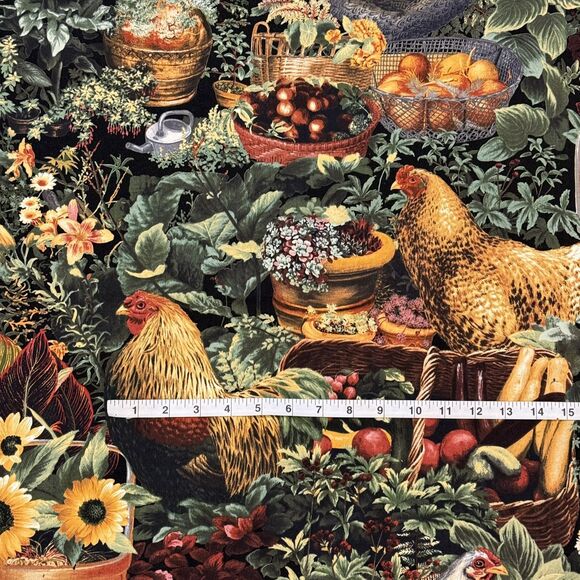 Rise and Shine by Nishimura for Moda Roosters & Chickens Cotton Fabric 1yd 32" - Picture 3 of 6